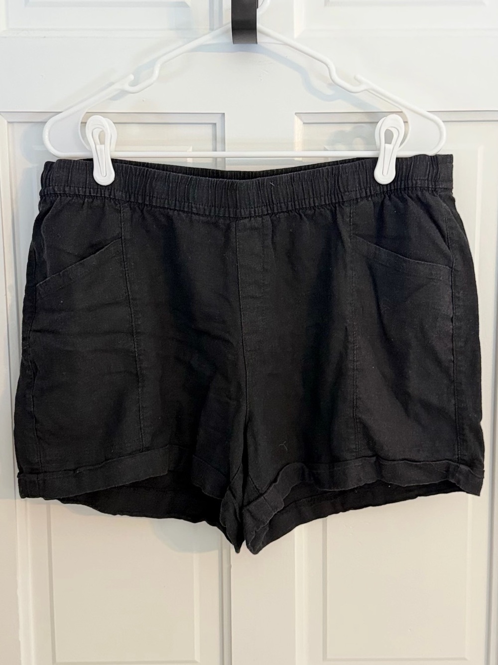 Old Navy High-Waisted Linen-Blend Shorts Black Large 3.5” Inseam